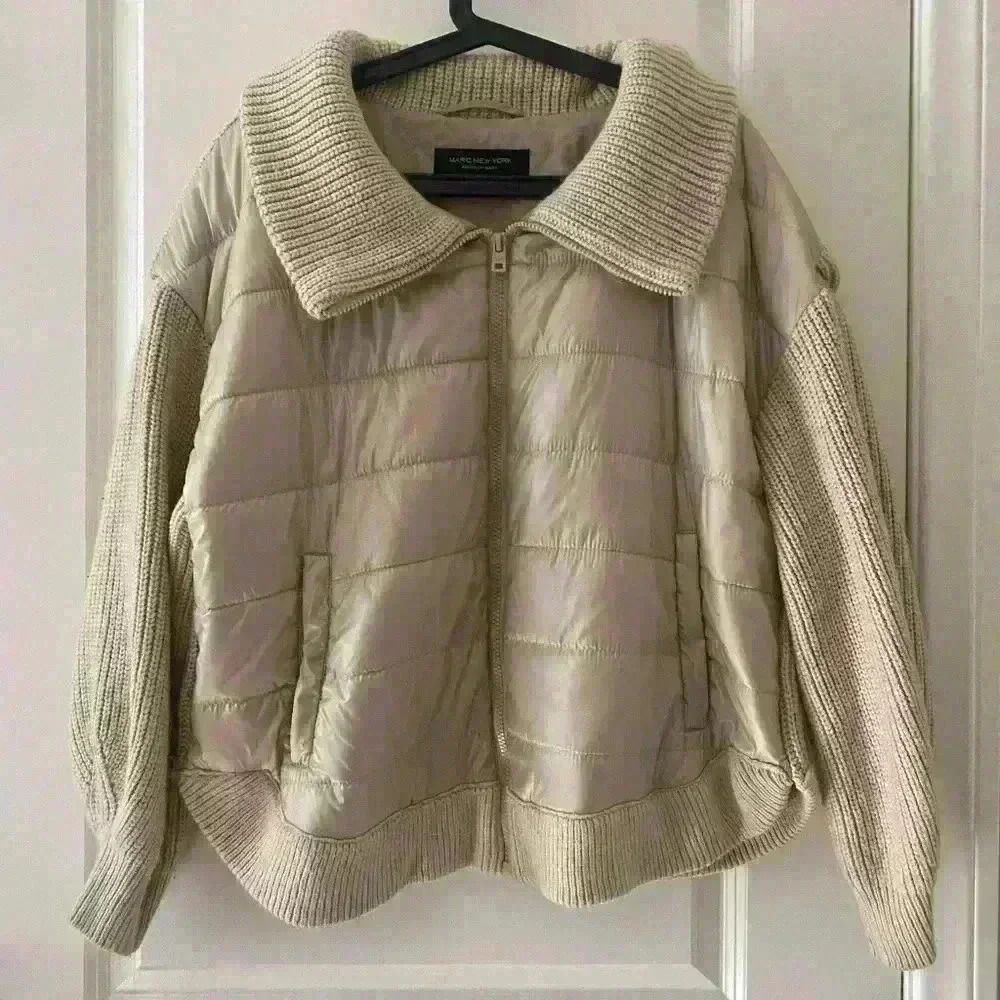 Marc new york andrew marc puffer coat with knit sleeves